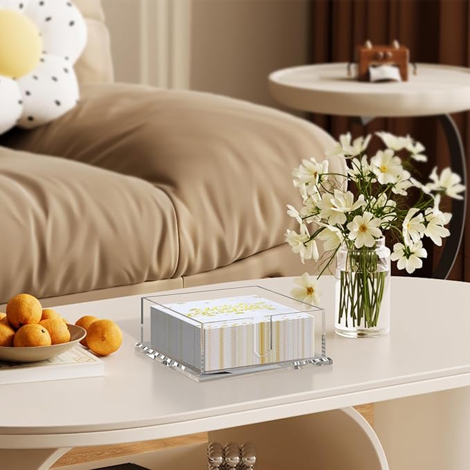 Transparent Acrylic Napkin Holder Clear Guest Paper Disposable Hand Towel Dispenser Tray Organizer For Table Home Kitchen Restaurant and Hotel Business