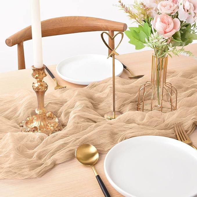 Champagne Cheesecloth Table Runner Cheese Cloth Wedding Birthday Home Decor | - Image 4