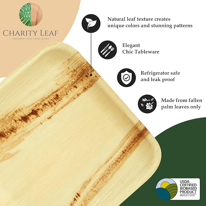 Charity Leaf Disposable Palm Leaf 6" Round Bowl (1000 pcs) Dipping Bowls | Bamboo Like| All Natural and Biodegradable | Charcuterie Boards, BBQs, and Parties