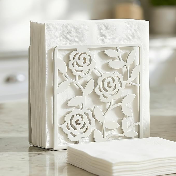 Resama Metal Napkin Holder for Table, Metal Rose Standing Napkin Holder for by ResamaWallDecorationGift