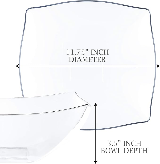 PLASTICPRO Disposable 128 ounce Square Serving Bowls, Party Snack or Salad Bowl - Image 6