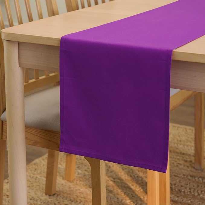 Encasa XO Table Runner, Cotton Canvas Dining Runner 13"x72" | Purple, 180 GSM by EncasaXO