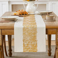 Metallic Style Gold Table Runner, Table Runners 60 Inches Long | Cotton Linen by Aiimart
