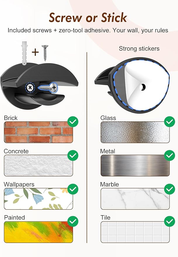 HOUSE DAY Adhesive Hat Hooks for Wall 32 Pack, Strong Hat Rack for Baseball Cap Display Organizer, Hats Holder for Wall, Door, Closet, No Drilling, Black