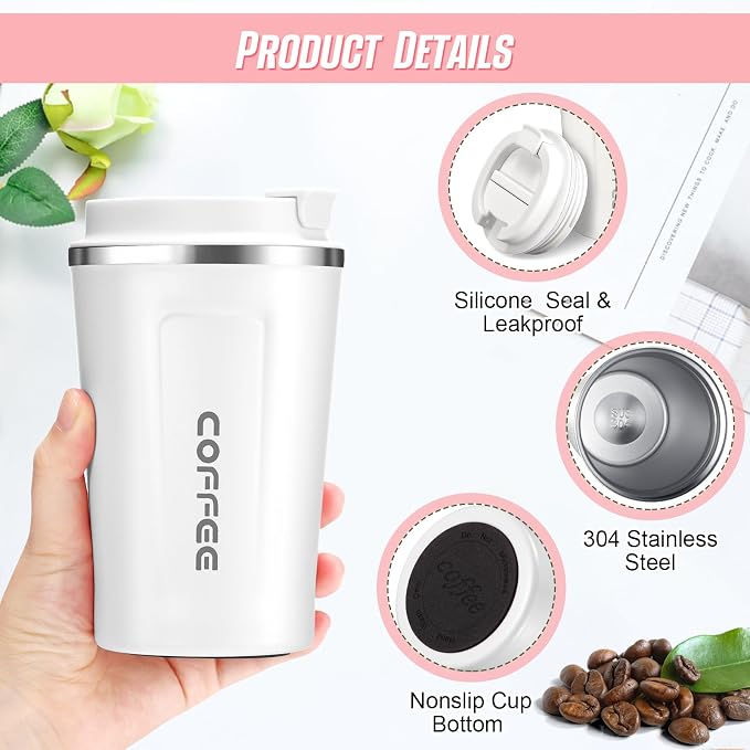 Sieral 4 Pcs 13 oz Travel Coffee Mug Insulated Reusable Coffee Cups - Image 3
