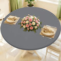 Round Spandex Tablecloth, Elastic Fitted Waterproof Tablecloths for 31"-35" Tables, Stretch Washable Picnic Table Cover for Camping, Dining, Indoor and Outdoor, Grey