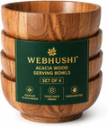 Acacia Wood Round Serving Bowls Set of 4 U Shape by WEBHUSHI