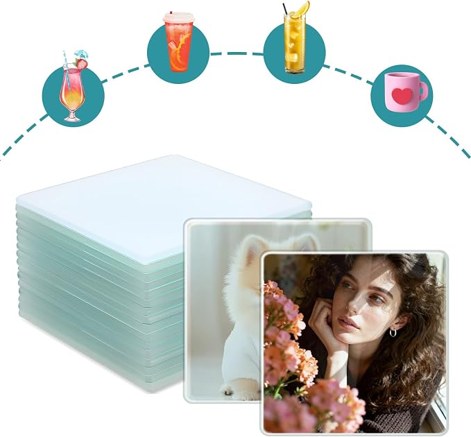 16 Pcs Sublimation Glass Coaster Blanks, 4 x 4 Inch Square Sublimation Coaster - Image 4