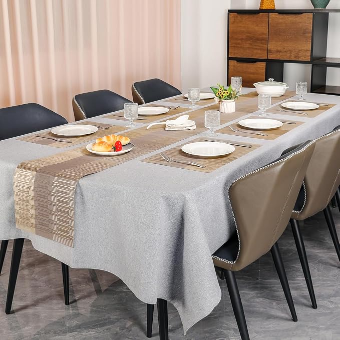 Table Runner 71 Inches Long, Vinyl Woven Farmhouse Table Runners | Washable - Image 6