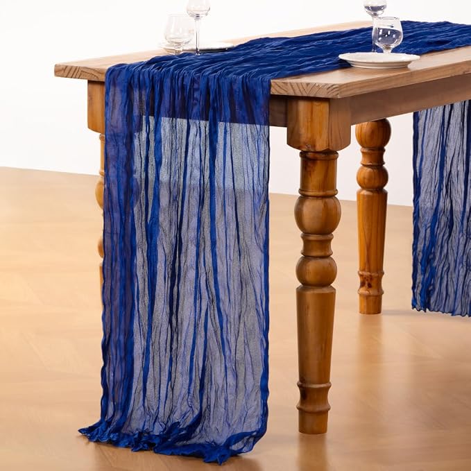DeZerlor Royal Blue Cheesecloth Table Runner 1 Pack Summer Boho Runner | - Image 5