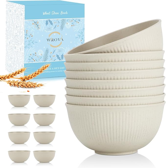Wheat Straw Cereal Bowls Set, Soup Bowls Microwave Safe by WROVA