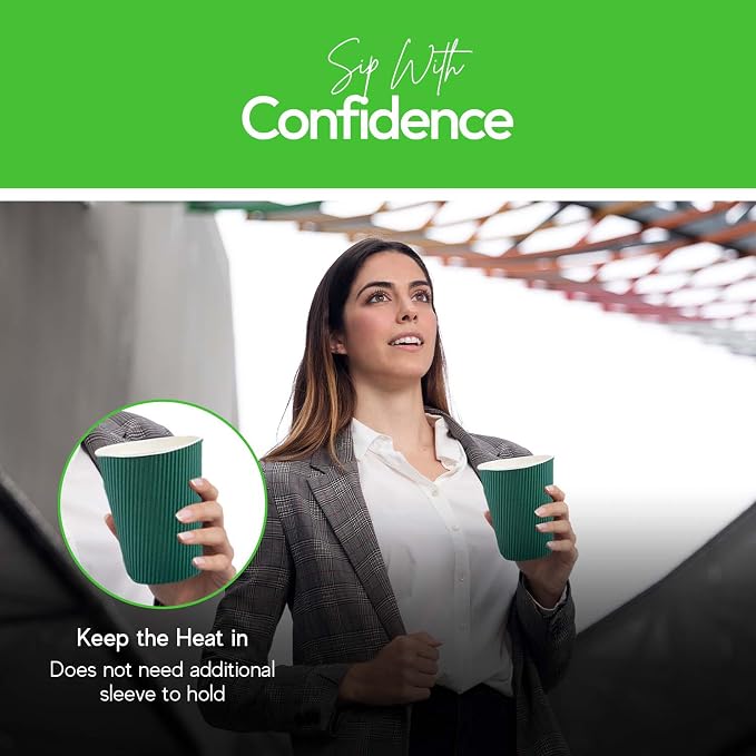 Restaurantware-12 Ounce Disposable Coffee Cups, 500 Ripple Wall Hot Cups - Image 8
