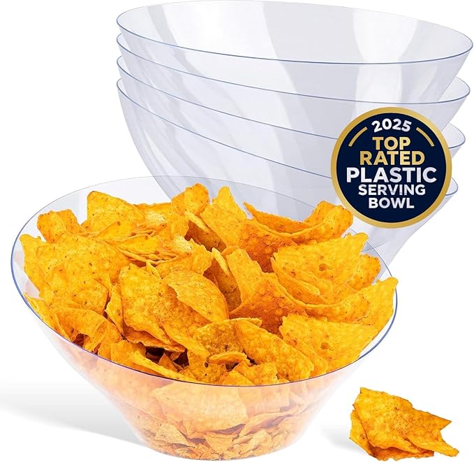 54oz Clear Plastic Serving Bowls Large Disposable Candy Dishes, Buffet by StockYourHome