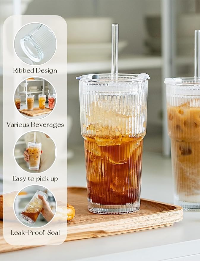 20 oz Glass Tumblers, Iced Coffee Cups - Image 4
