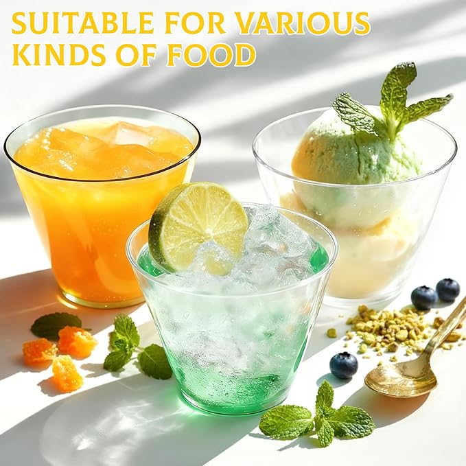 Glowserve 9 OZ Clear Disposable Plastic Cups Cocktail Cup 50 Pack | Fancy - Image 6