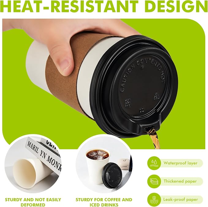 12 oz 50 Pack Disposable Paper Coffee Cups - Image 4