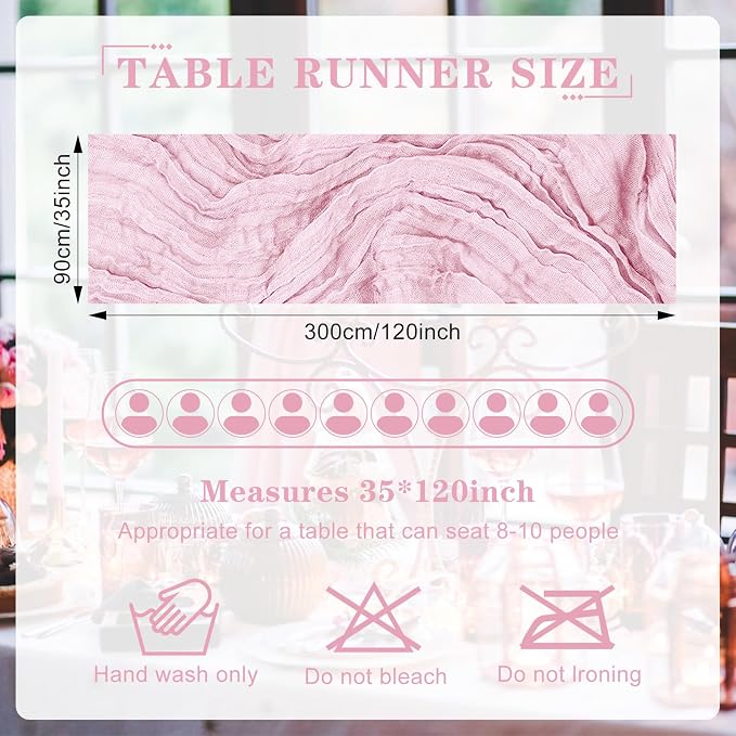 6 Pack Cheesecloth Table Runner 10Ft Christmas Gauze Boho Table Runners - Image 2