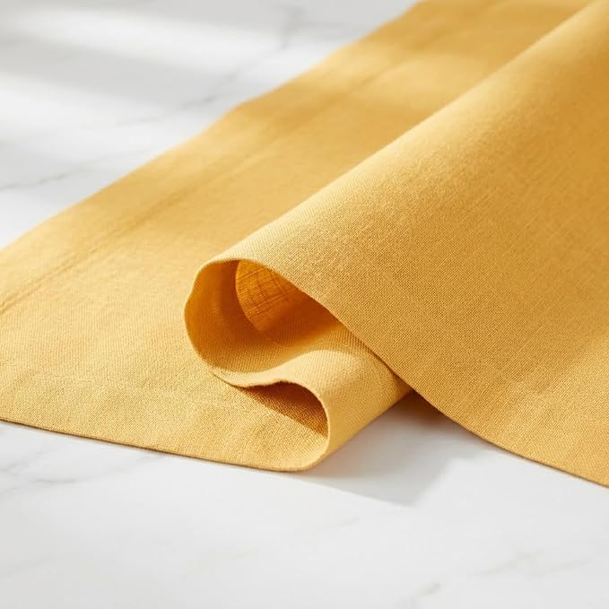 Solino Home 100% Pure Linen Table Runner Mustard Yellow, Fete 14 x 108 in | - Image 4