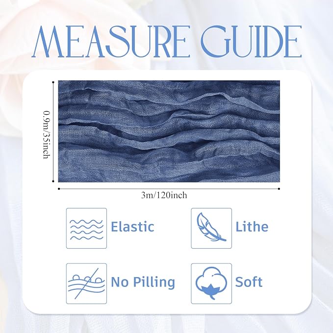 Cheesecloth Table Runner Blue 10FT Boho Gauze Runner, 12 Pack | 120 Inch Cheese - Image 2