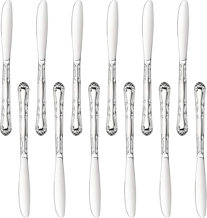 New Star Foodservice Rose Pattern 18/0 Stainless Steel Dinner Knife, Commercial by NewStarFoodservice