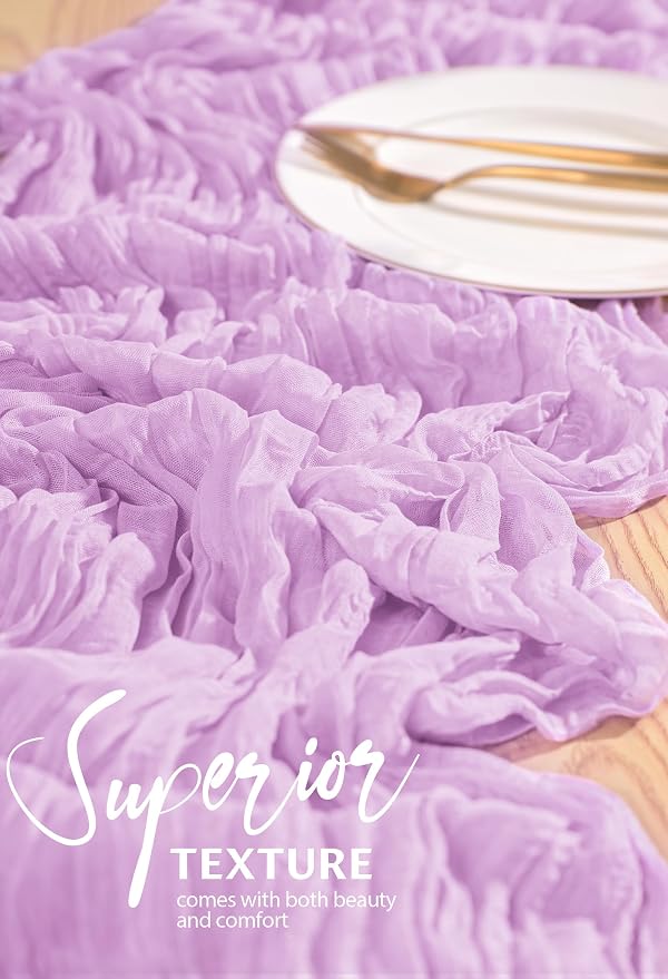 4 Pack Cheesecloth Table Runner 10FT Lilac Purple Table Runner Lavender Boho - Image 4