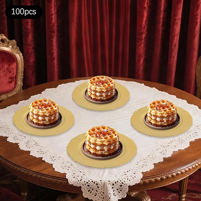 100 Pcs Charger Plates Set, Round Charger Plates, Reusable Serving Plates Embossed Rim Plastic Chargers Plate Decorative Round Plate Chargers