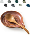 LAUCHUH Spoon Rest for Kitchen Counter, 5" Ceramic Spoon Holder for Stove Top Large Utensil Rest Farmhouse Kitchen Decor for Ladle, Cooking Spoons, Spatula, Tongs, Christmas, Kiln-Transformed Red