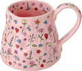 Large Ceramic Coffee Mug Pink Cute Flower by Movlen