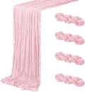 4 Pack Light Pink Cheesecloth Table Runner 20 x 120 inch Gauze Table Runners 10 by ACSUIT