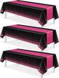 3Pcs Black Hot Pink Tablecloth Party Decorations, Plastic Black Table Cloth by MASHAN
