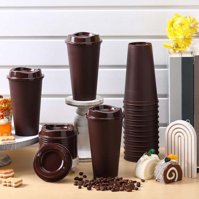 Domensi 15 Pack Reusable Plastic Coffee Cups - Image 3