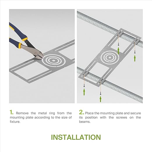 ASD 72 Pack New Construction Mounting Plate with Symmetric Round Hole - 3-4-6" Flat Steel Rough-in Wafer Light Bracket, LED Recessed Lighting Housing