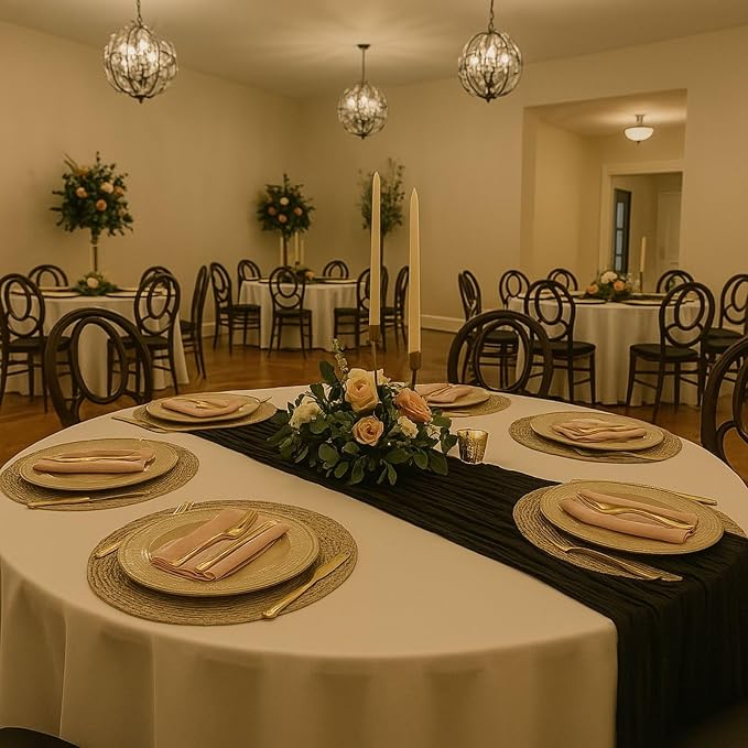 6 Pack Black 10FT Cheesecloth Table Runner 120 Inch Rustic Boho Gauze Cheese - Image 6