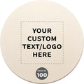 DISCOUNT PROMOS Custom Ceramic Coasters Set of 100, Personalized Bulk Pack - 4 Inches with Cork Bottom Pad, Perfect for Hotel, Bar, Restaurant - Natural