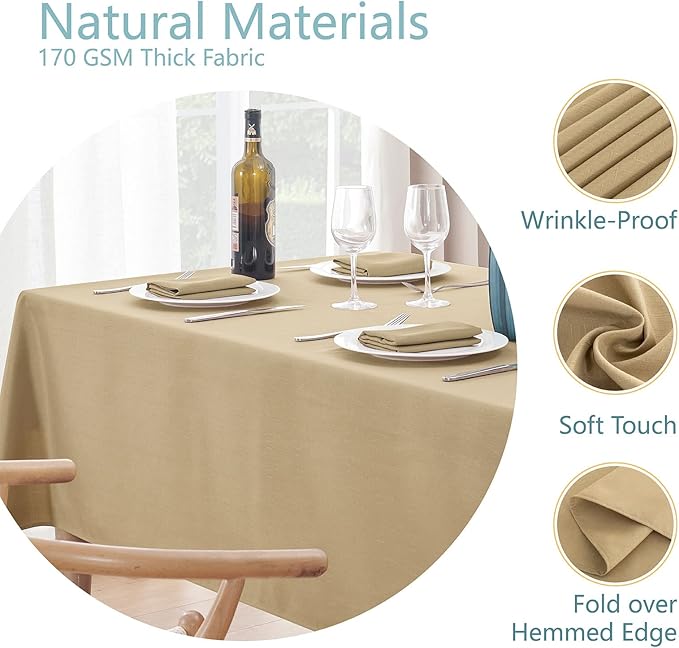 Faux Linen Rectangle Tablecloth Waterproof 60x104 inch Table Cloth Stain and Wrinkle Resistant Washable, Decorative Fabric Table Cover for Dining, Kitchen, Wedding and Parties, Coffee