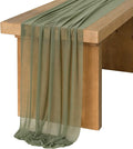 Ling's Moment 14Ft Sage Green Table Runner, Wedding Chiffon Table Runners | by LingsMoment