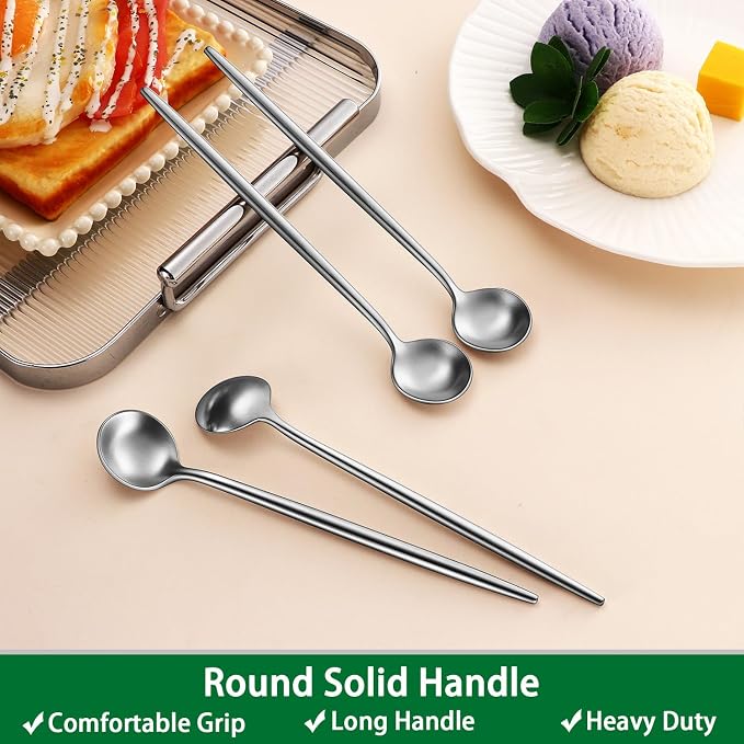 DEHOV 6.7 Inches Coffee Spoons Set, 4 Pieces Stainless Steel 18/10 Iced Tea - Image 5