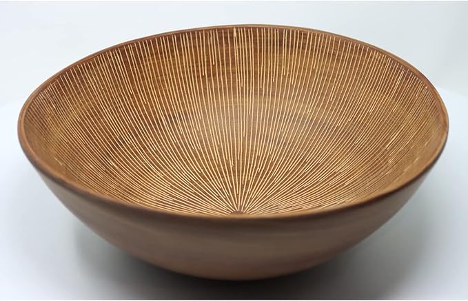Seraphic 3pc Large Decorative Bowl for Coffee Table Decor, Kitchen, Dining Room Centerpieces, Orbs/Balls Included, Light Brown