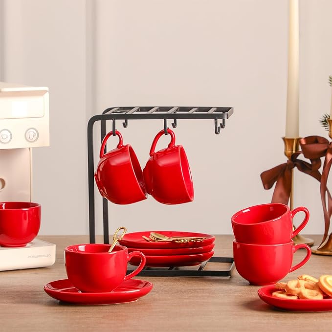 vicrays Ceramic Espresso Coffee Cups - 4 oz Porcelain Espresso Cups Set - Set - Image 7