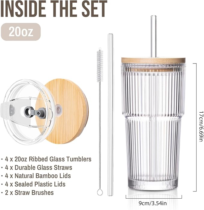 SoulTimes 20oz Ribbed Glass Tumbler - Image 3