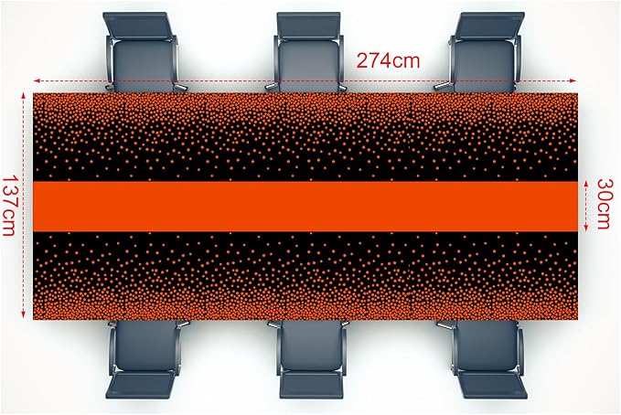 Oudain 6 Pcs Black and Orange Tablecloth for Parties Plastic Dot Tablecloths Printed Table Runner Waterproof Disposable Rectangle Table Cover for Christmas Birthday Wedding Party, 54" x 108"