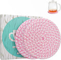 Cotton Coaster Set, Blush Pink 4.8'' Large Drink Coasters, Woven Coasters by HIYALOT