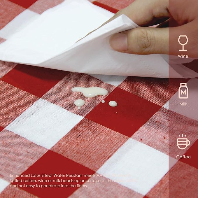 BALCONY & FALCON Gingham Table Cloth Rectangle – Reversible Water-Resistant Cotton Checkered Tablecloth for Valentine， Outdoor Picnic, Camping, Kitchen, Holiday Party Decor (Red White, 55x71 Inch)