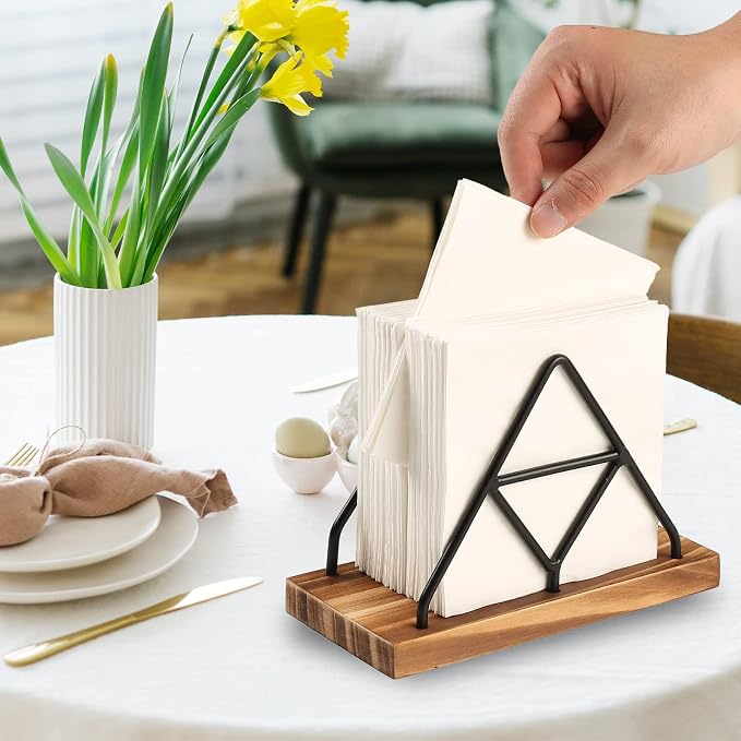 Wooden Napkin Storage, 1 Pack Black Table Napkin Holder - Image 6