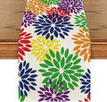 Artoid Mode Red Blue Green Dahlia Floral Pinnata Spring Table Runner, Seasonal by ArtoidMode