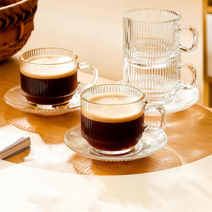 5.4 oz Espresso Cups Set of 4, Stackable Small Cup - Image 5