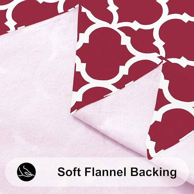 Smiry Rectangle Table Cloth, Waterproof Vinyl Tablecloth with Flannel Backing for Rectangle Tables, Wipeable Spillproof Plastic Tablecloths for Dining, Camping, Indoor and Outdoor (52"x70", Burgundy)