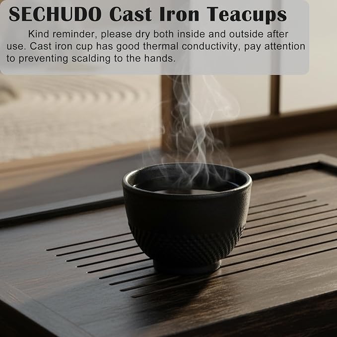 Japanese Cast Iron Tea Cups, Small and Heavy Teacups - Image 4