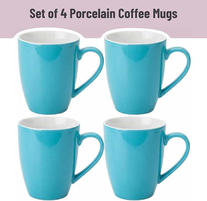 BTaT- Porcelain Coffee Mugs Set, 16 Ounces, 4 Pack, Turquoise Ceramic Coffee - Image 2