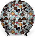 Decorative Plates, Dog Lover Print Ornament, Canine Breeds Bulldog Chihuahua Siberians and Retriever, 8 Inch, Kitchen Wall Decor, Multicolor